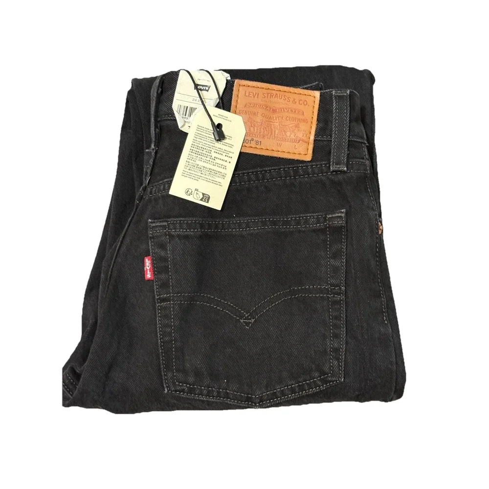 Levi's Premium Women 501 '81 Tapered Leg High Rise Button Fly Jeans Black  24X31
